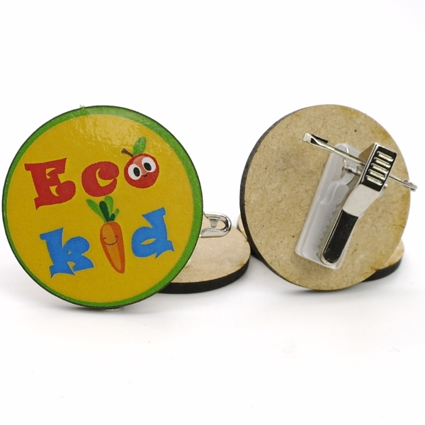 Badge, gerecycled houtvezels - full colour